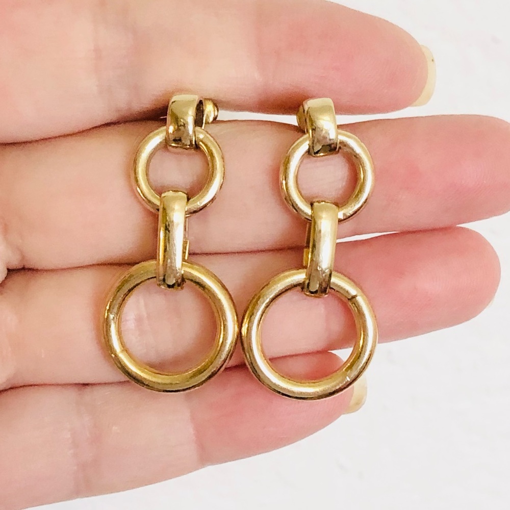 18k Gold Plated Double Open Circles Big Earrings